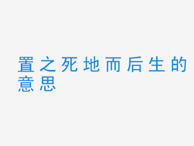 成语置之死地而后生的意思