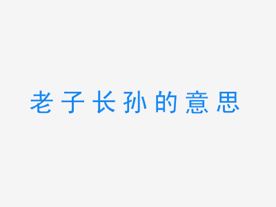 成语老子长孙的意思