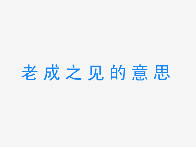 成语老成之见的意思