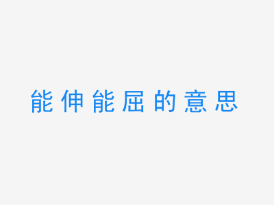 成语能伸能屈的意思