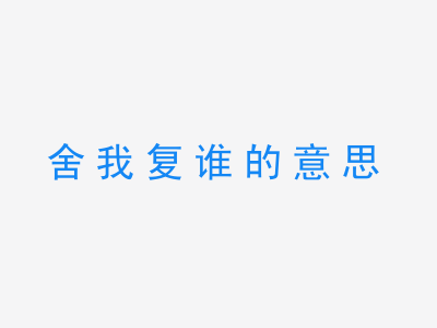 成语舍我复谁的意思