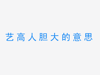 成语艺高人胆大的意思