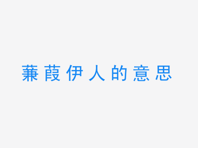 成语蒹葭伊人的意思