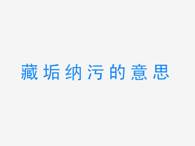 成语藏垢纳污的意思