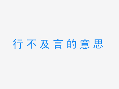 成语行不及言的意思