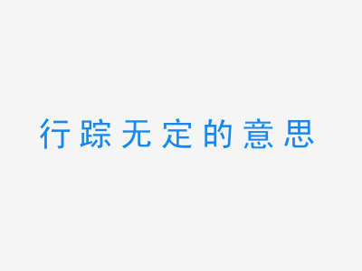 成语行踪无定的意思