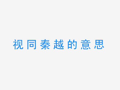 成语视同秦越的意思