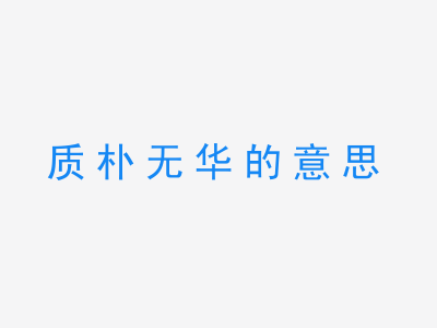 成语质朴无华的意思