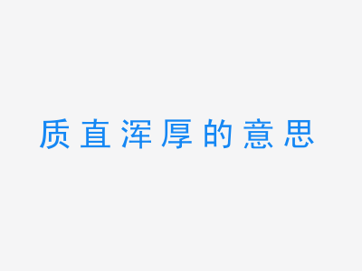 成语质直浑厚的意思