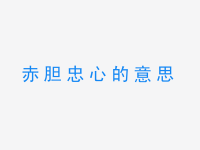 成语赤胆忠心的意思