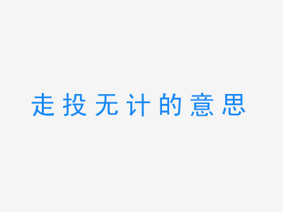 成语走投无计的意思