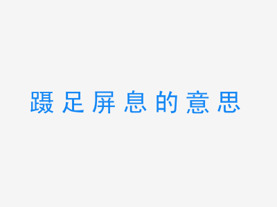 成语蹑足屏息的意思