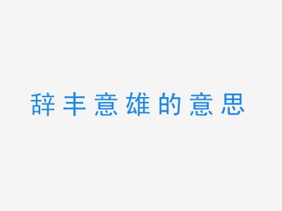 成语辞丰意雄的意思