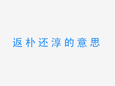 成语返朴还淳的意思