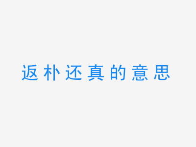 成语返朴还真的意思