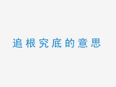 成语追根究底的意思