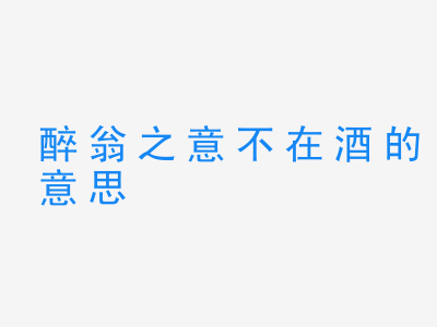 成语醉翁之意不在酒的意思