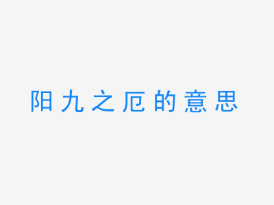 成语阳九之厄的意思