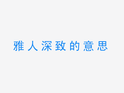 成语雅人深致的意思