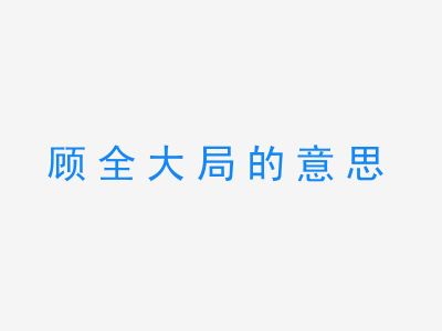 成语顾全大局的意思