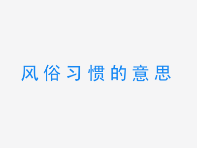 成语风俗习惯的意思