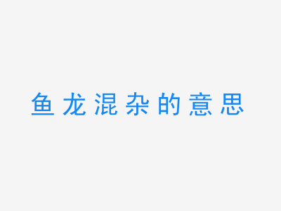 成语鱼龙混杂的意思