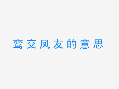 成语鸾交凤友的意思