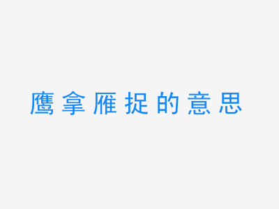 成语鹰拿雁捉的意思