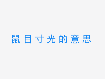 成语鼠目寸光的意思